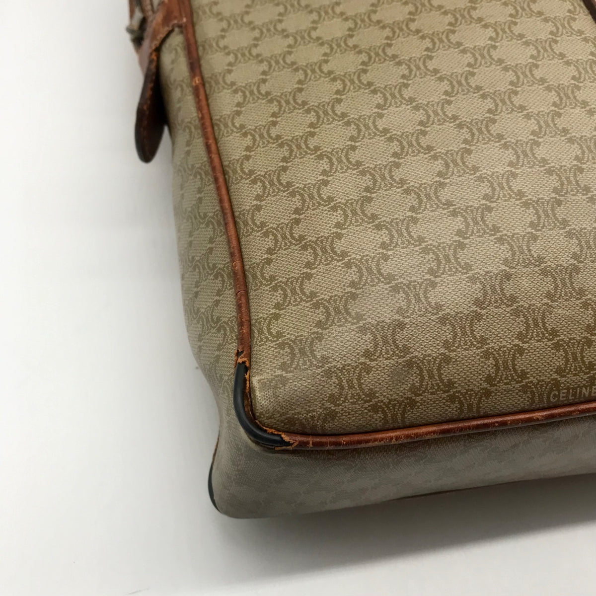 Celine Vintage Olive Green Coated Canvas Macadam Briefcase