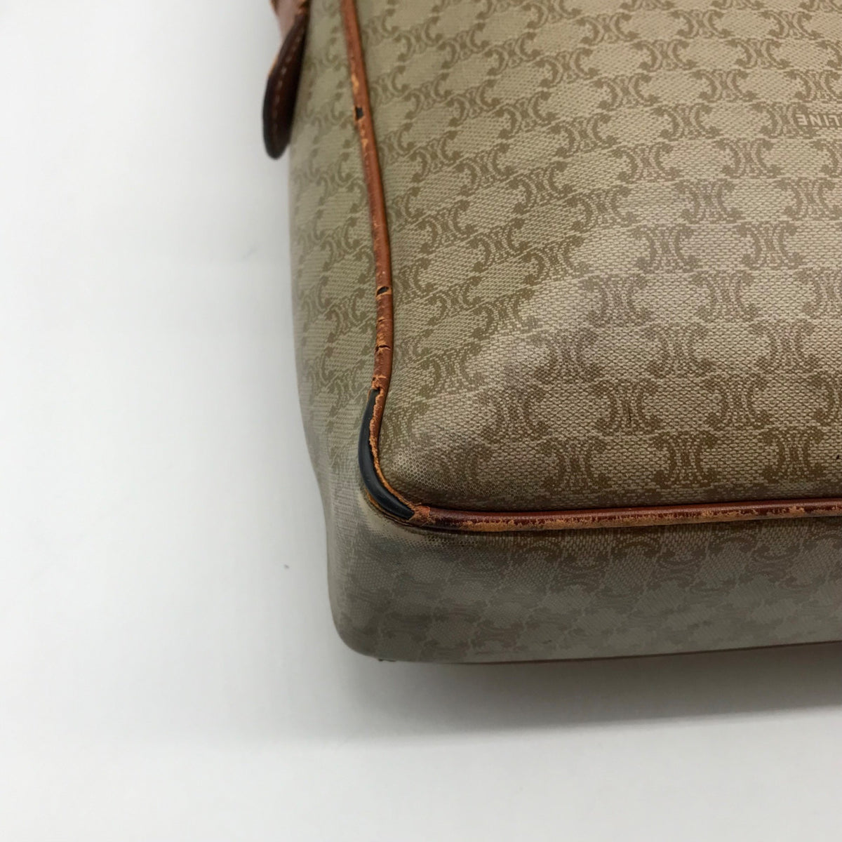 Celine Vintage Olive Green Coated Canvas Macadam Briefcase