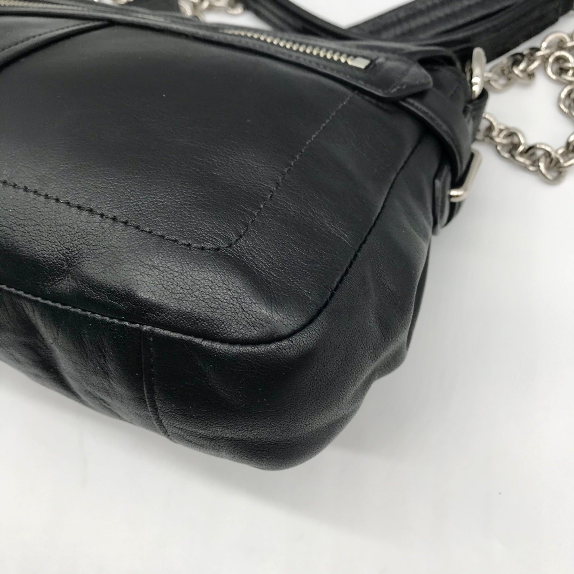 Coach Black Leather Chelsea Turn Lock Flap Shoulder Bag 17825