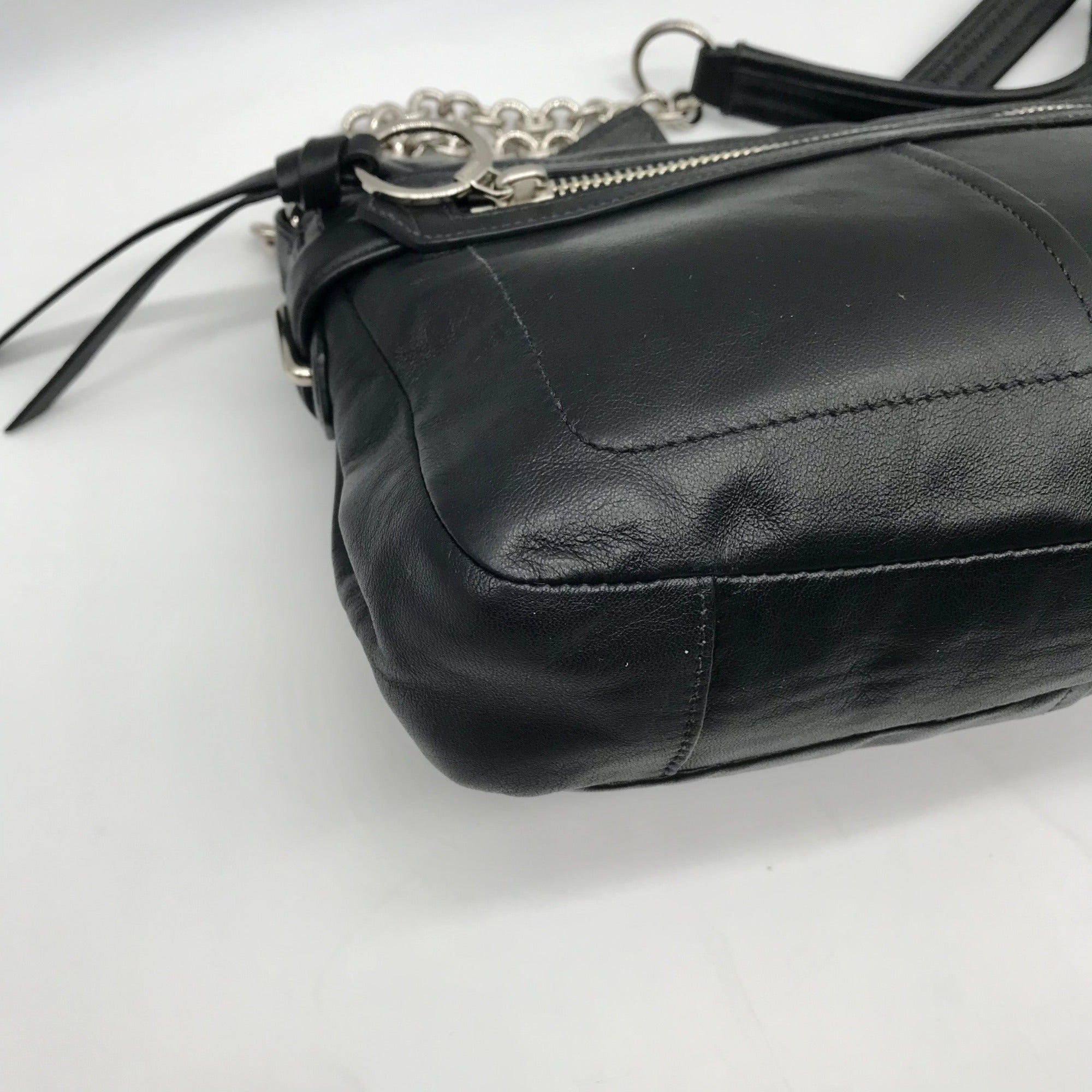 Coach Black Leather Chelsea Turn Lock Flap Shoulder Bag 17825