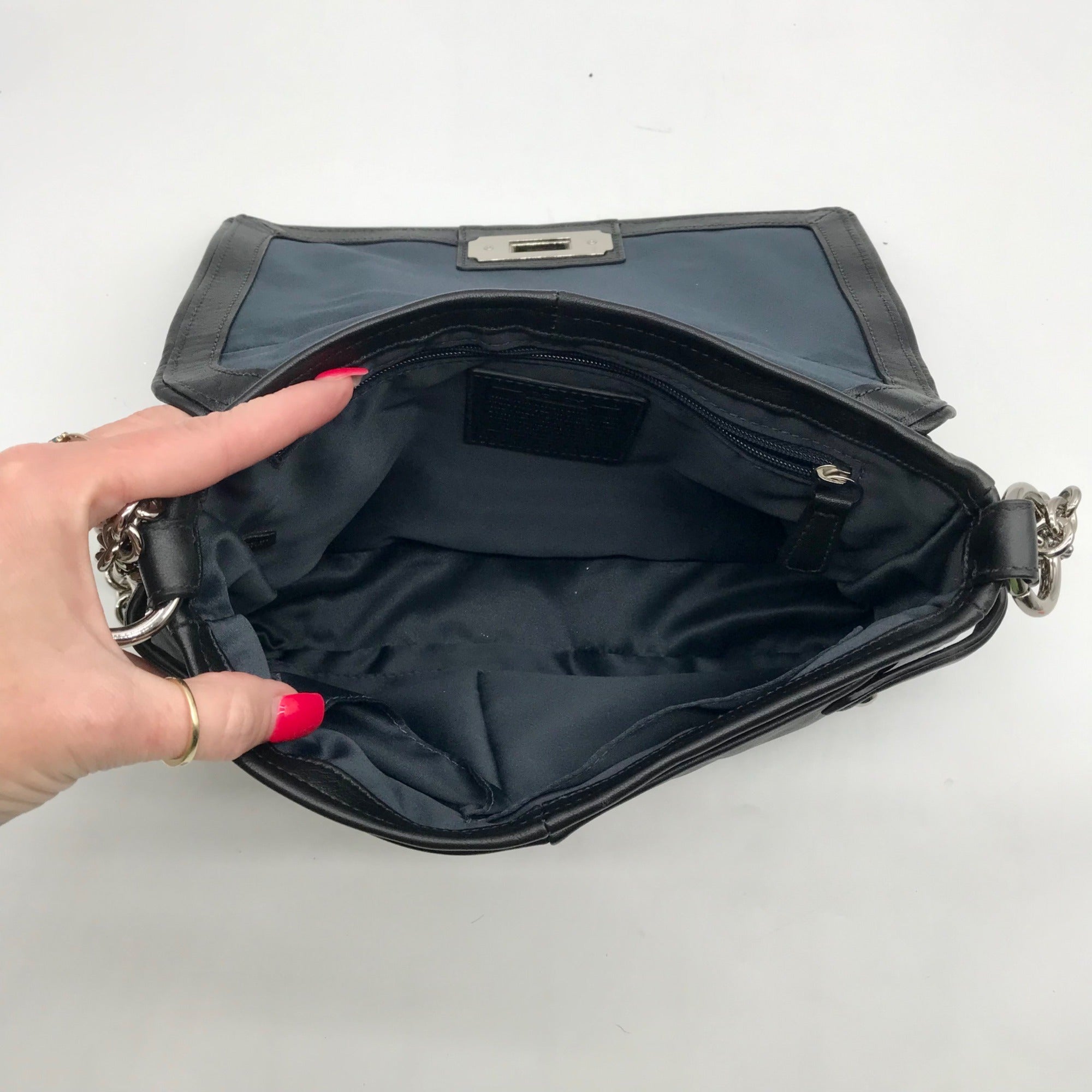 Coach Black Leather Chelsea Turn Lock Flap Shoulder Bag 17825