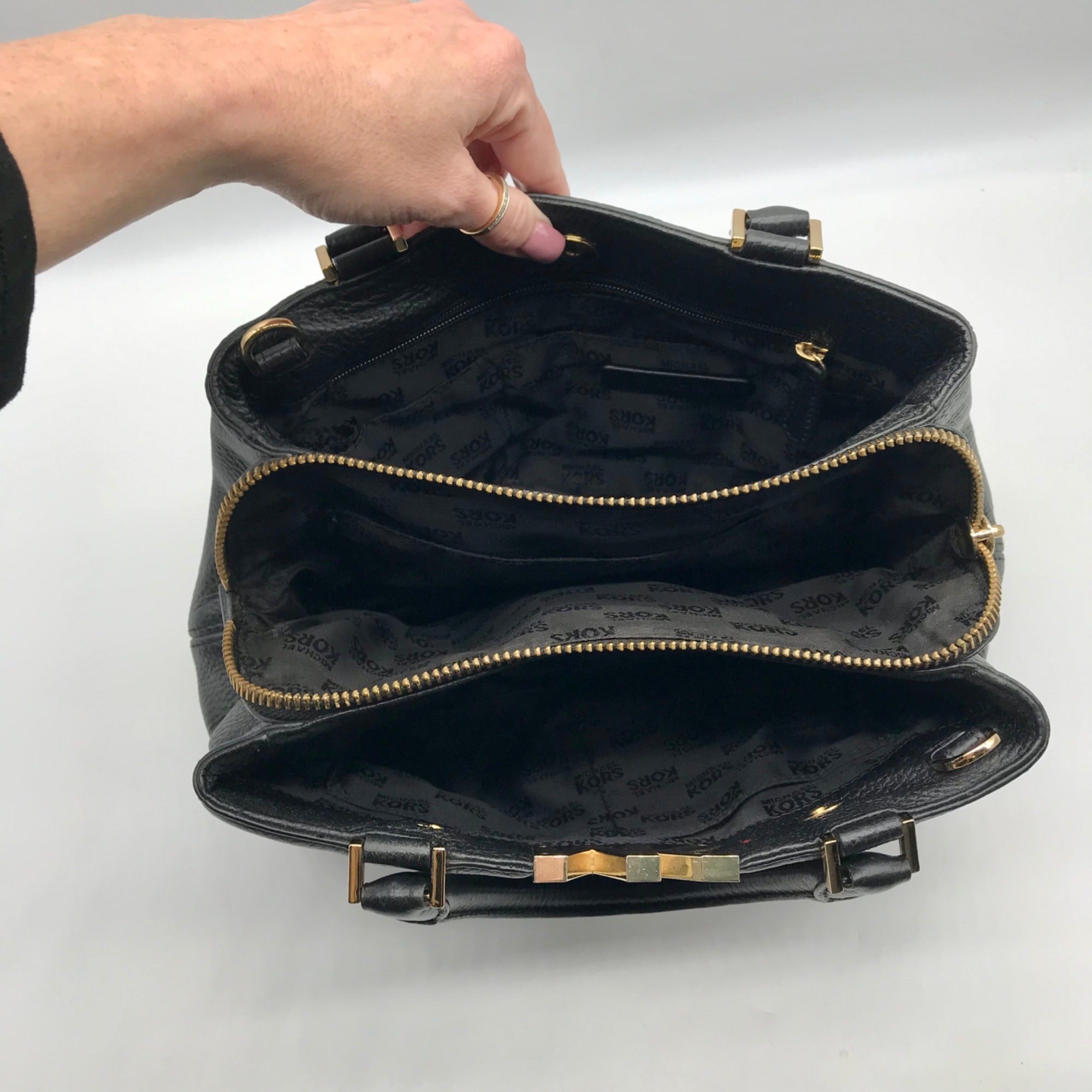 Michael Kors Black Pebbled Leather Florence Convertible Satchel