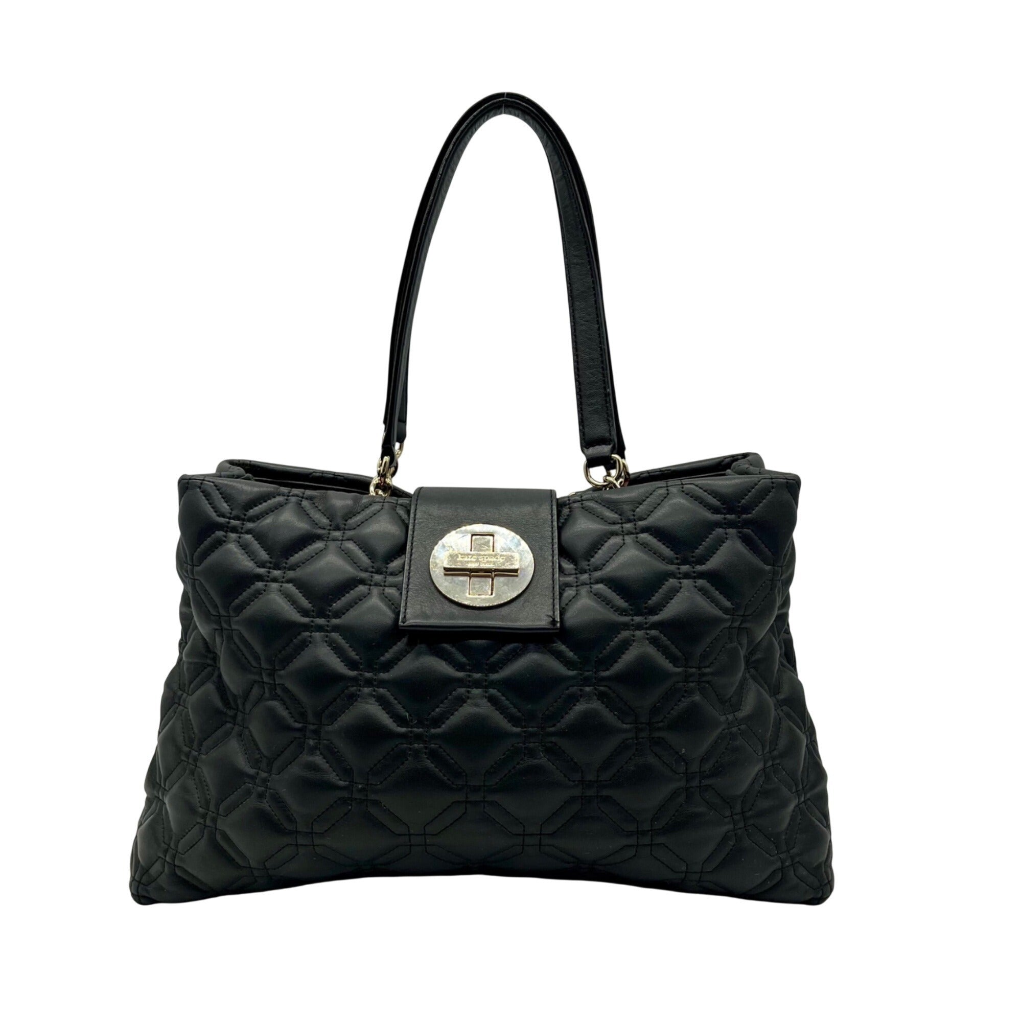 Kate Spade Black Leather Astor Court Elena Quilted Shoulder Bag