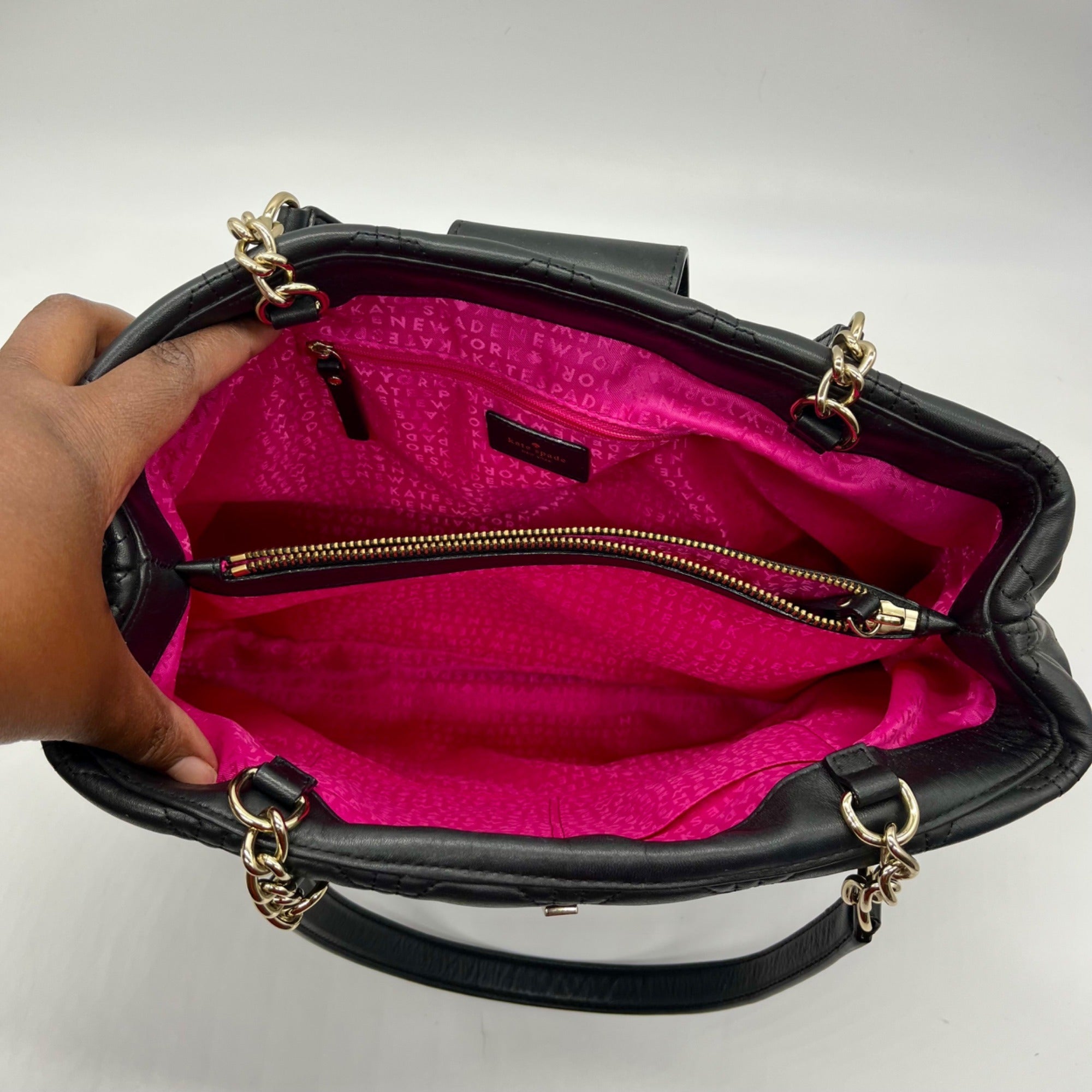 Kate Spade Black Leather Astor Court Elena Quilted Shoulder Bag
