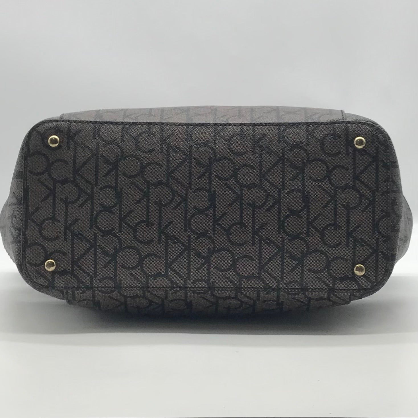 Calvin Klein Black &amp; Light Gray Monogram Chain Link Tote Bag