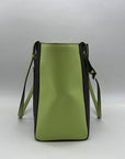 Michael Kors Brown & Neon Green Signature Monogram Tote Bag