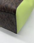 Michael Kors Brown & Neon Green Signature Monogram Tote Bag