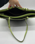Michael Kors Brown & Neon Green Signature Monogram Tote Bag