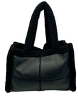 Like Dreams Black Everyday Faux Leather Sherpa Tote Bag