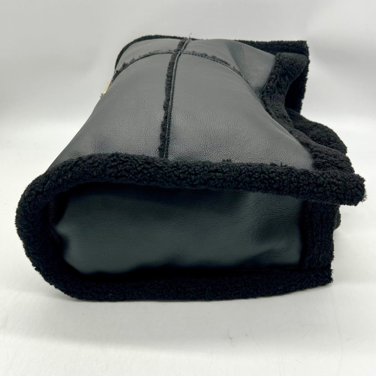 Like Dreams Black Everyday Faux Leather Sherpa Tote Bag