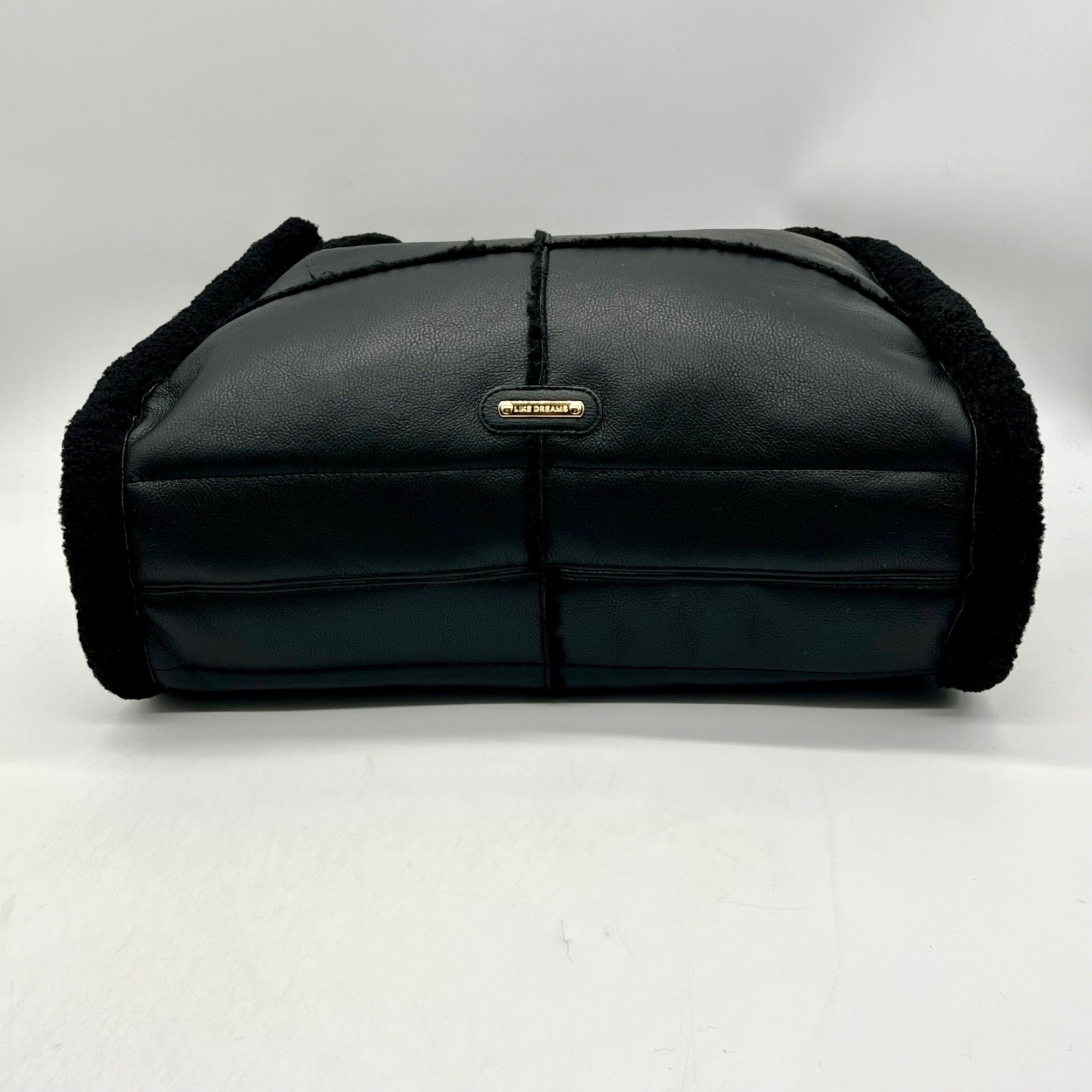 Like Dreams Black Everyday Faux Leather Sherpa Tote Bag