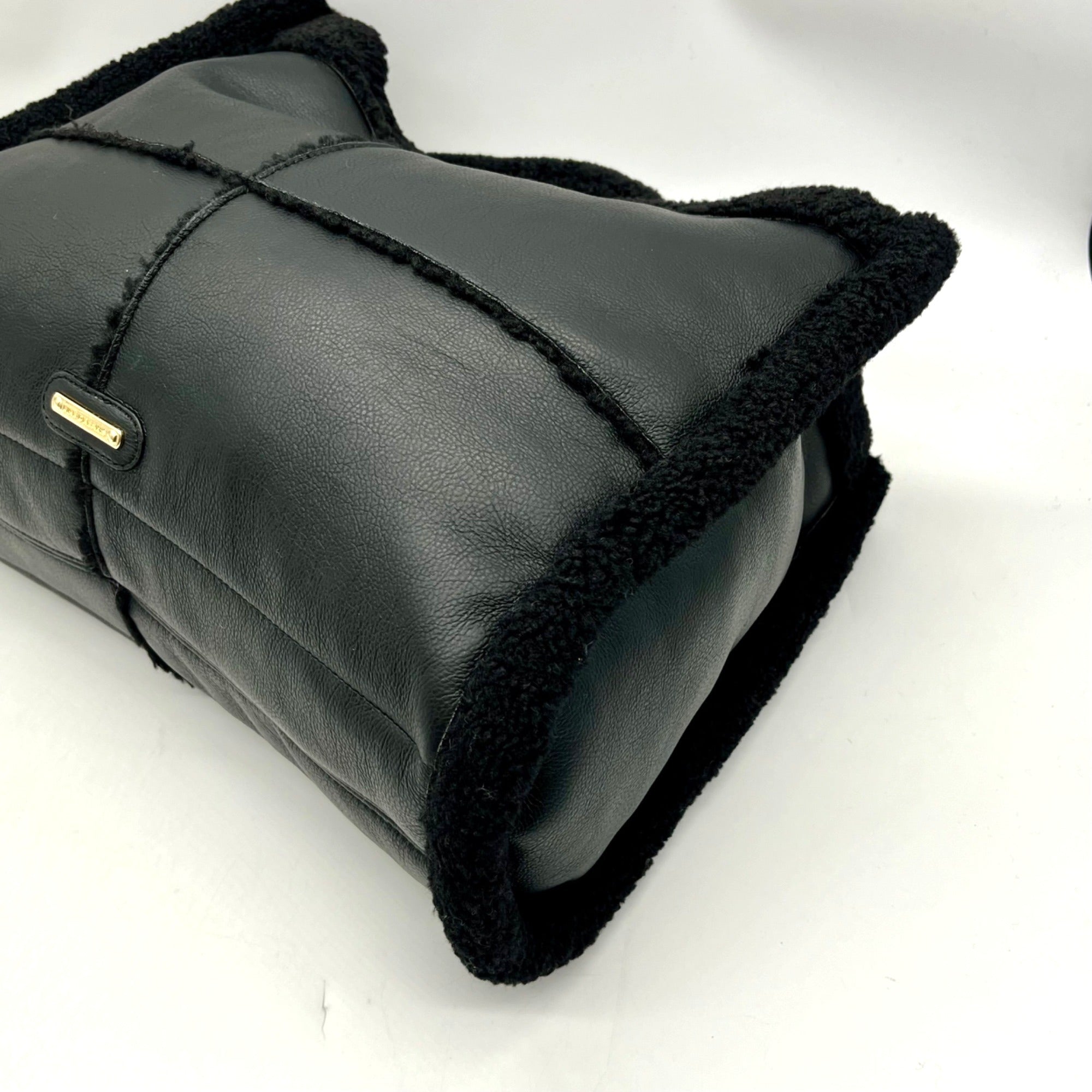 Like Dreams Black Everyday Faux Leather Sherpa Tote Bag