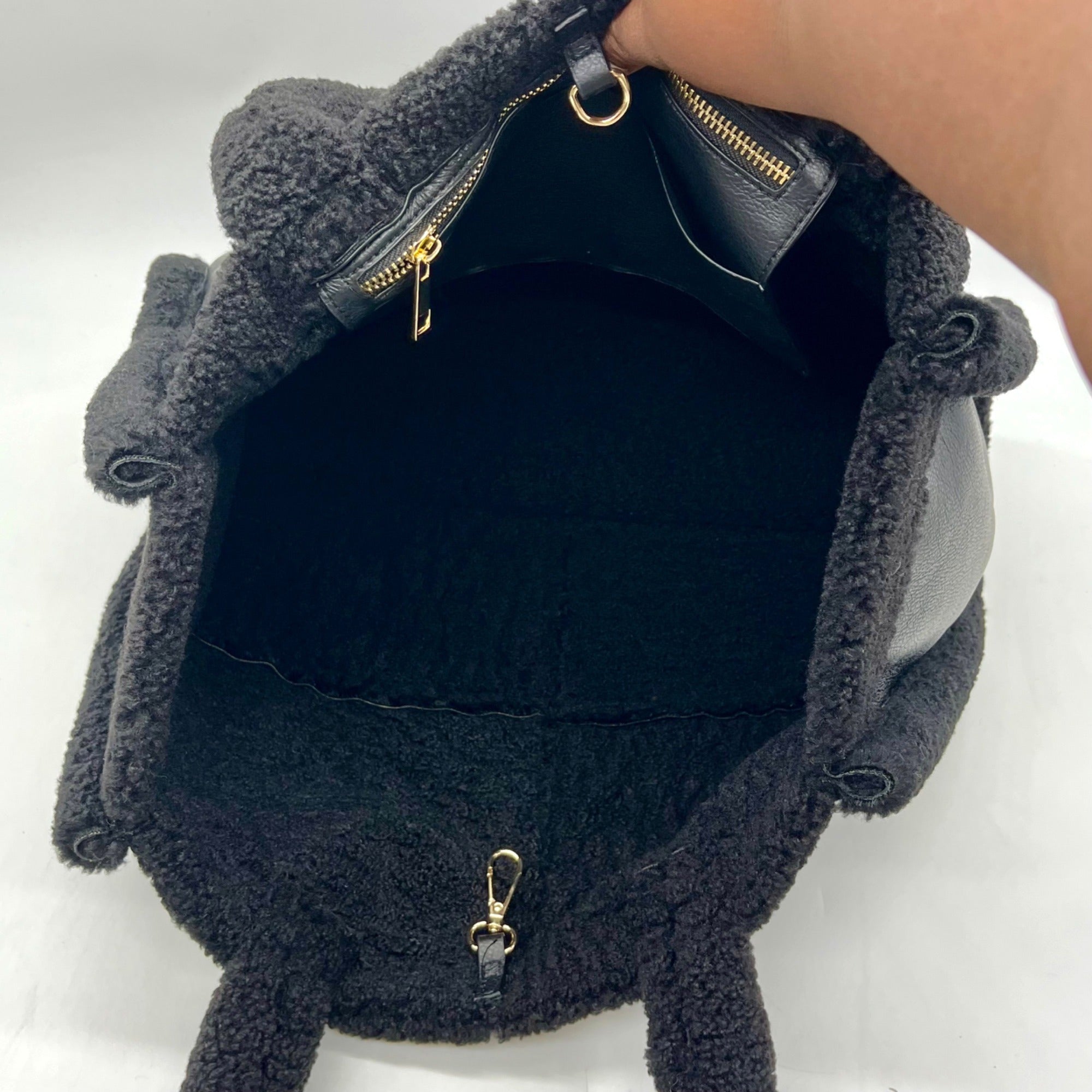Like Dreams Black Everyday Faux Leather Sherpa Tote Bag