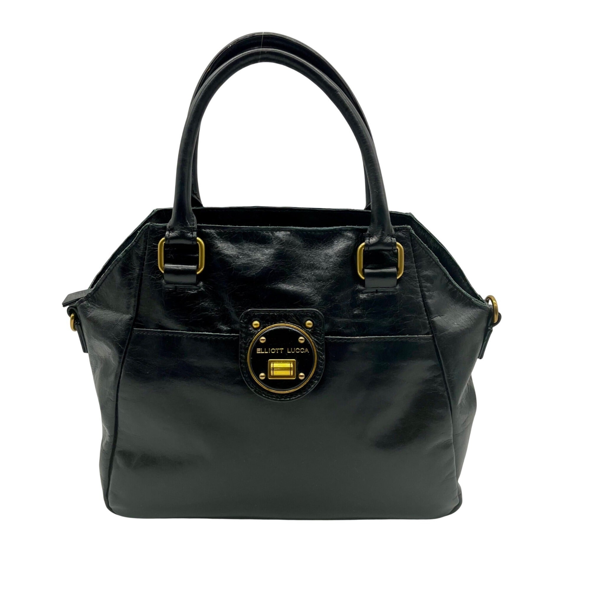Elliott Lucca Black Leather Satchel Bag