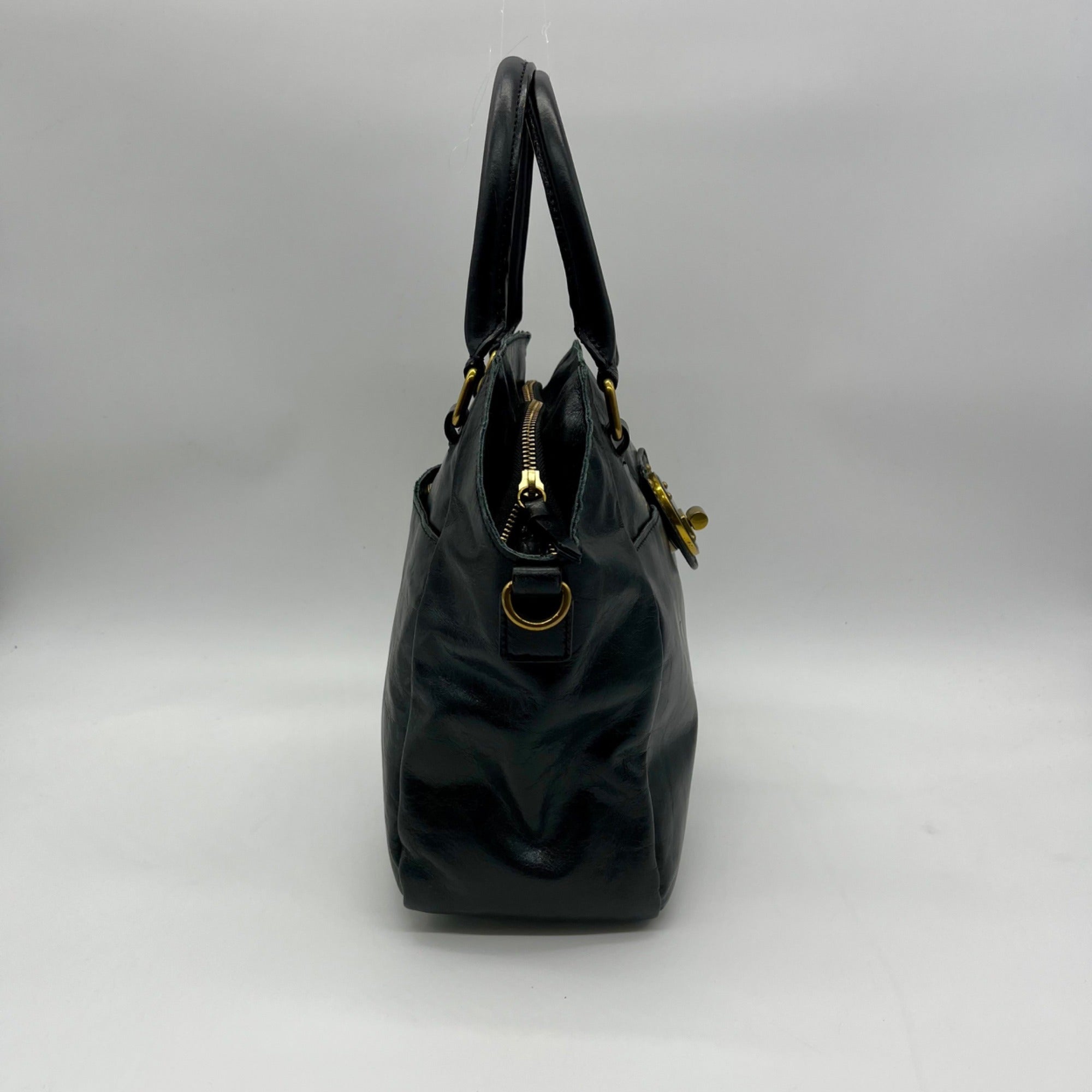 Elliott Lucca Black Leather Satchel Bag
