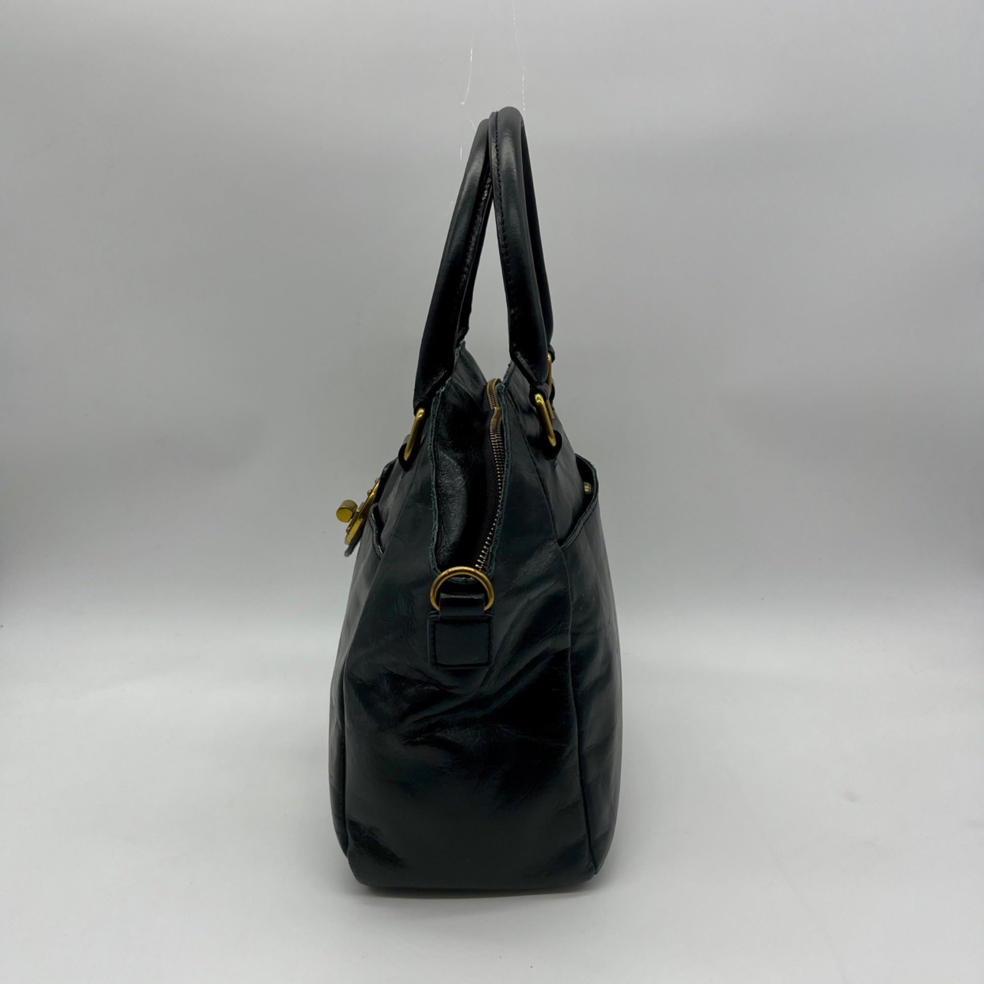Elliott Lucca Black Leather Satchel Bag