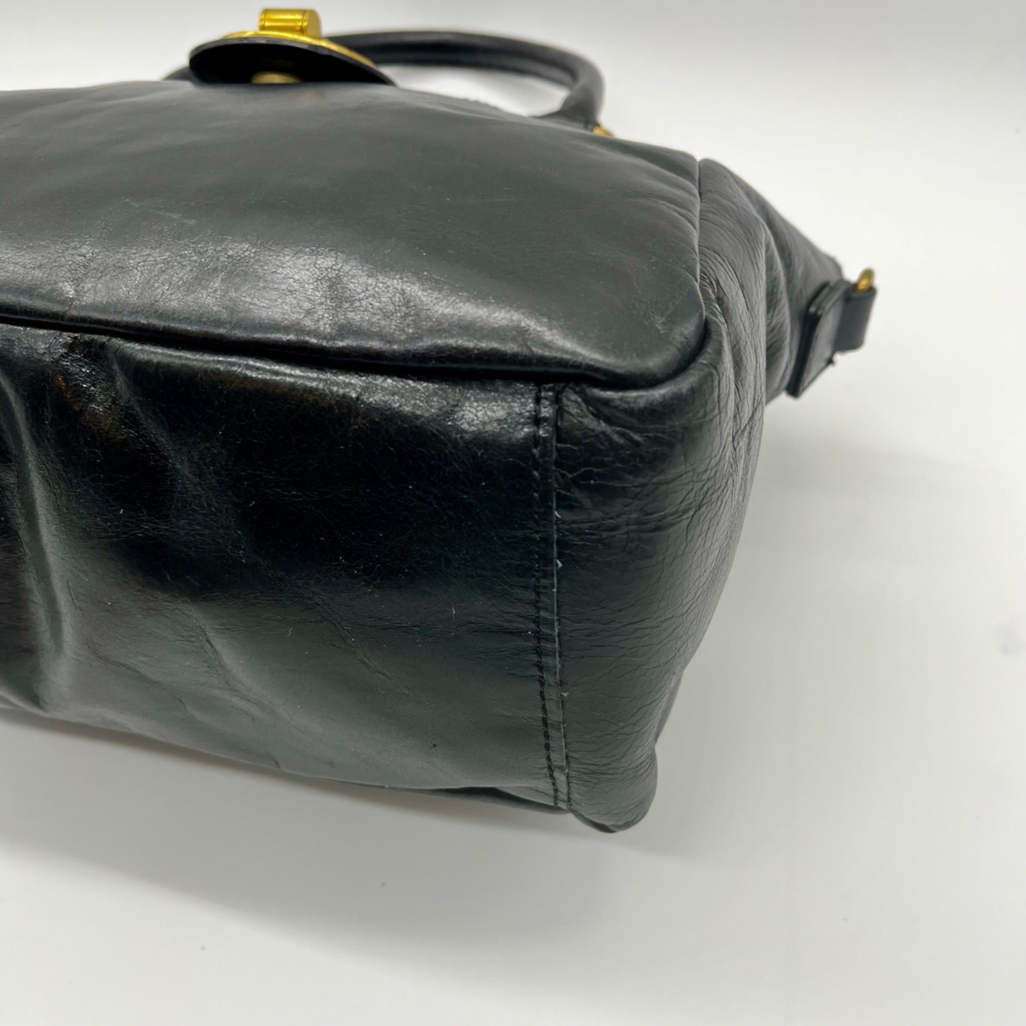 Elliott Lucca Black Leather Satchel Bag