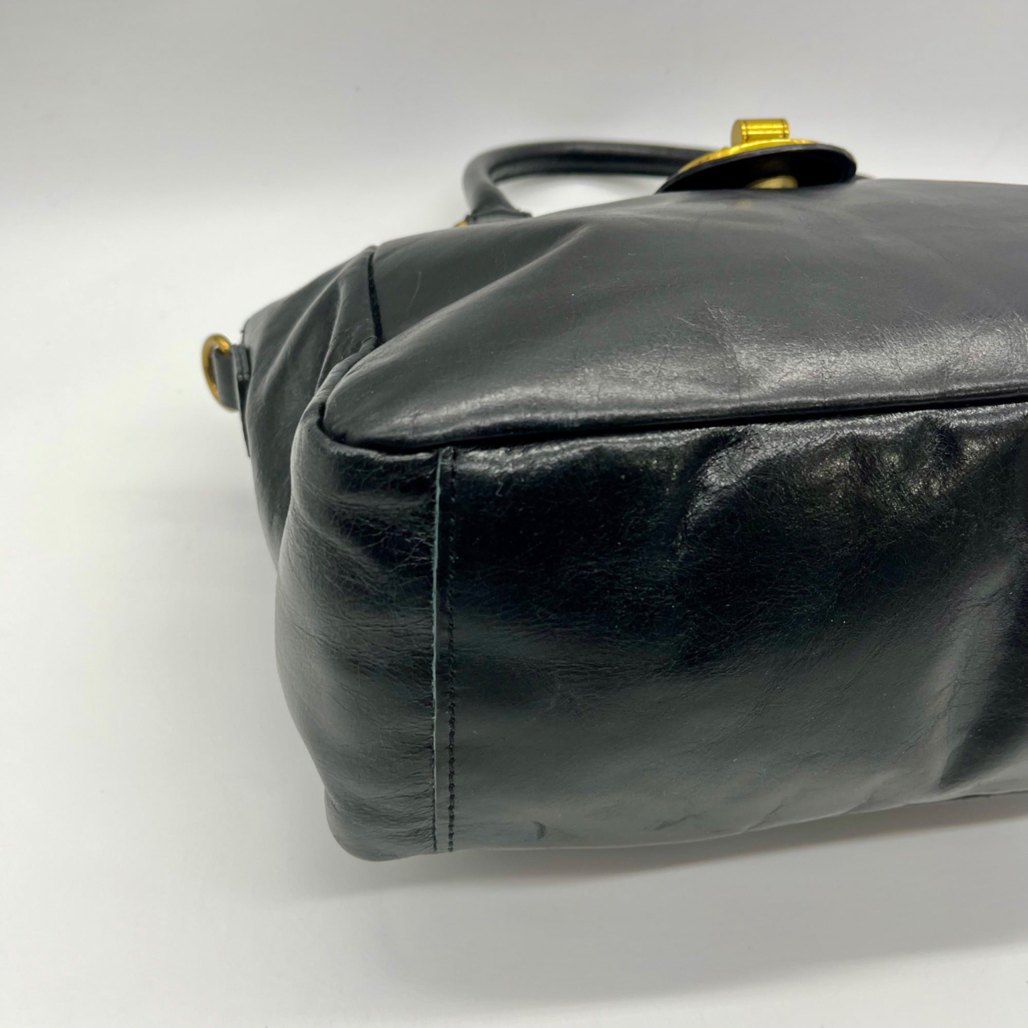 Elliott Lucca Black Leather Satchel Bag