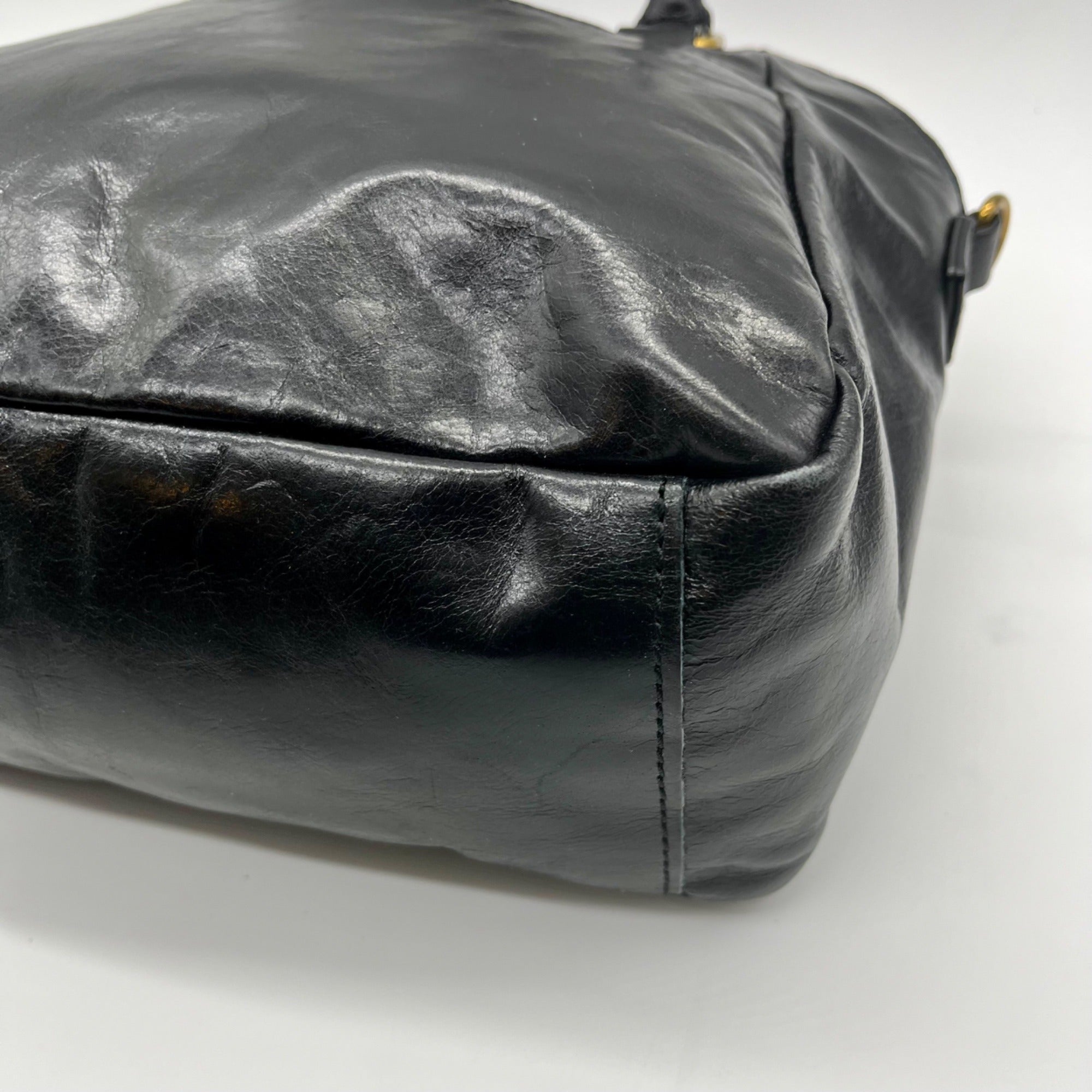 Elliott Lucca Black Leather Satchel Bag