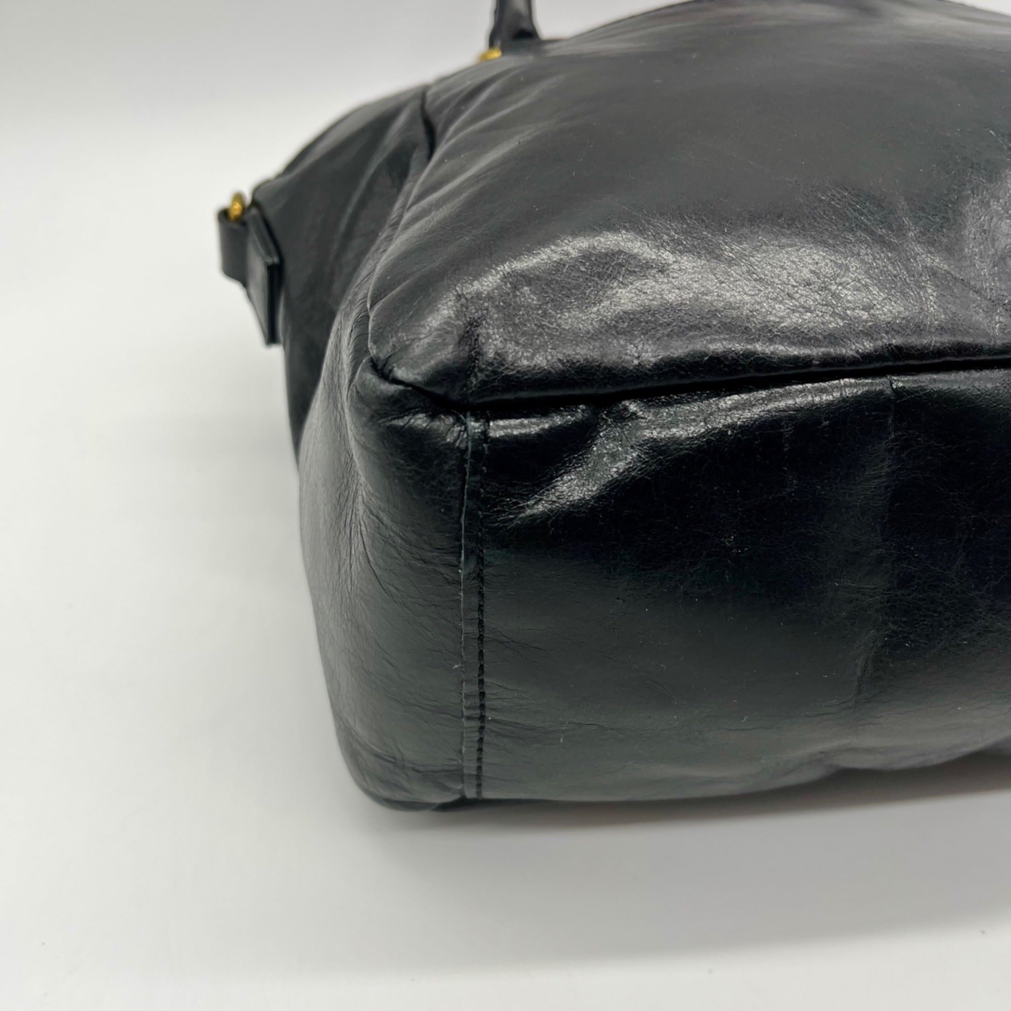 Elliott Lucca Black Leather Satchel Bag