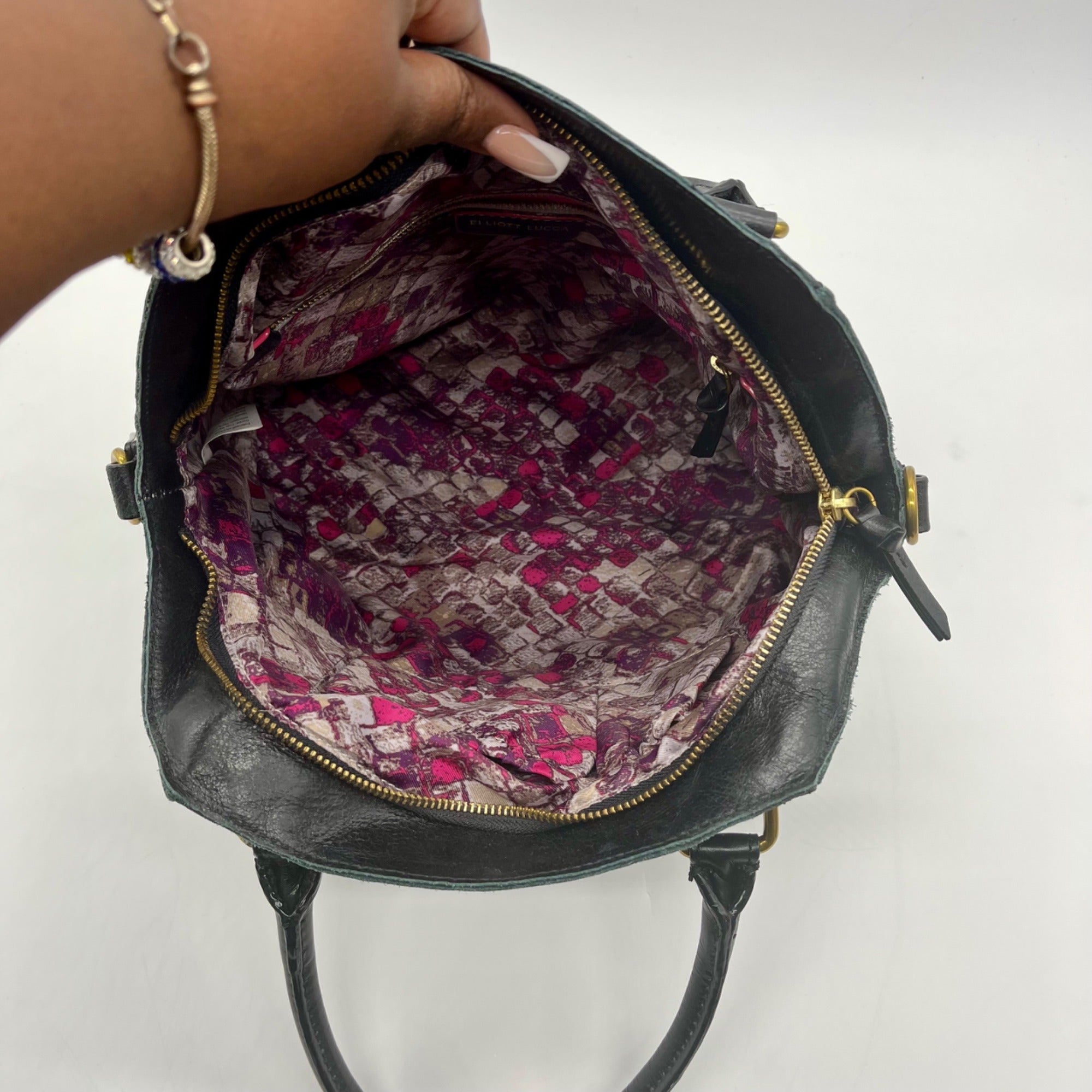 Elliott Lucca Black Leather Satchel Bag