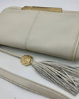 Vince Camuto Beige Pebbled Leather Fold Over Shoulder Bag