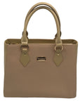 St. John Tan Colorblock Leather Satchel Bag