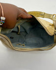 Brahmin Beige Crock-Embossed Leather Shoulder Bag