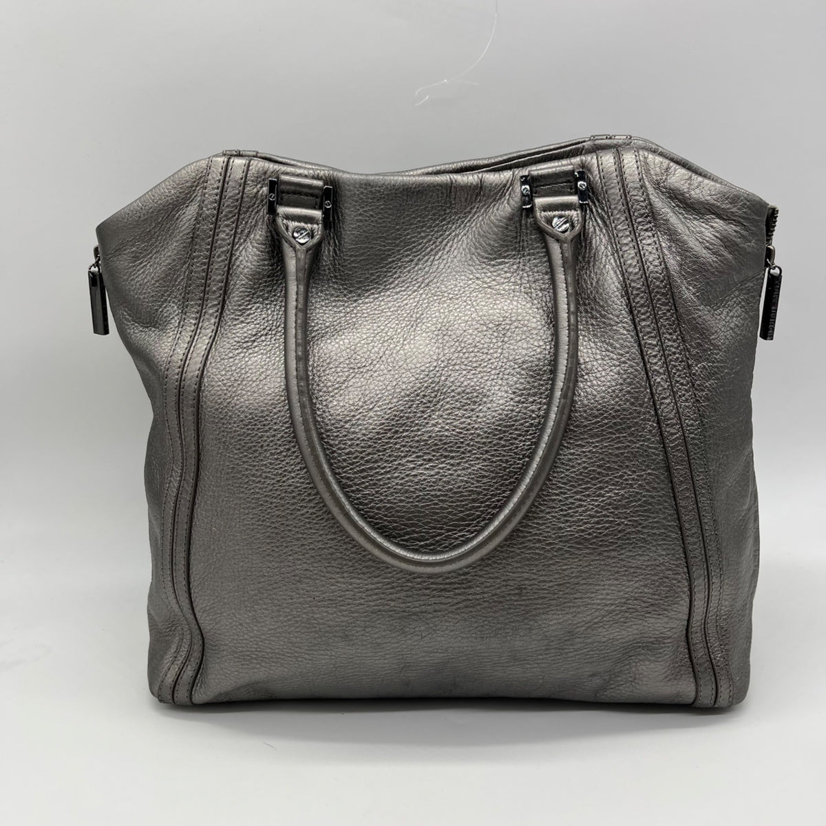 Tory Burch Metallic Leather Silver Shoulder Bag