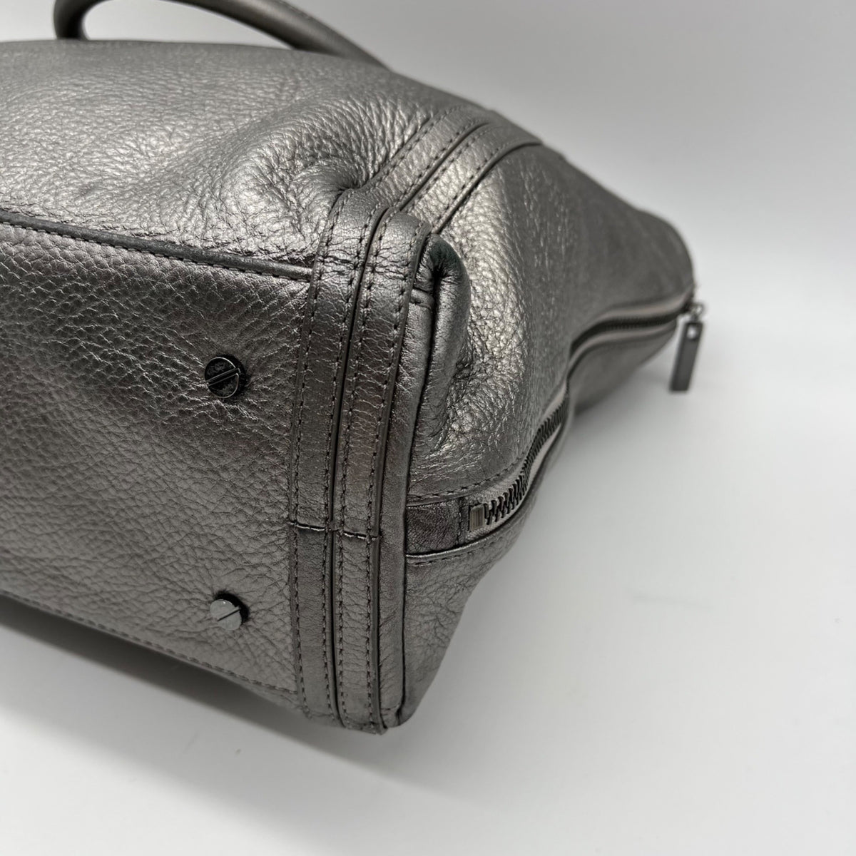 Tory Burch Metallic Leather Silver Shoulder Bag