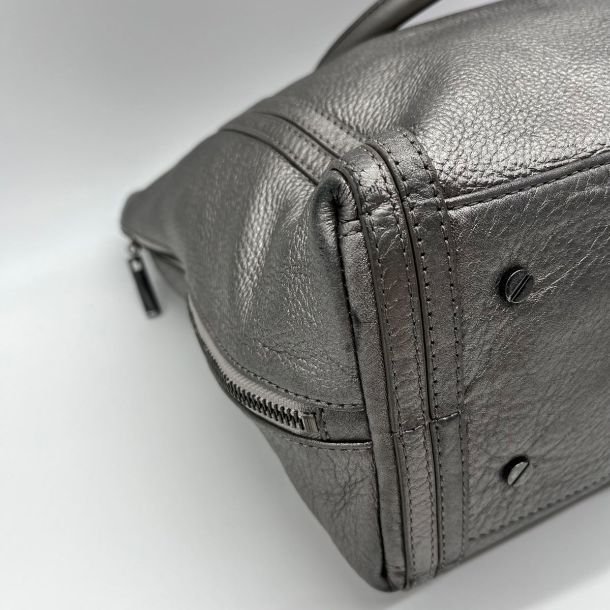 Tory Burch Metallic Leather Silver Shoulder Bag