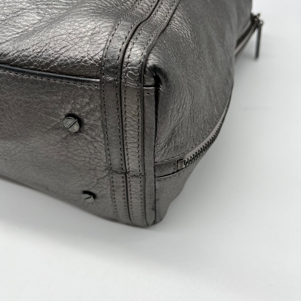 Tory Burch Metallic Leather Silver Shoulder Bag