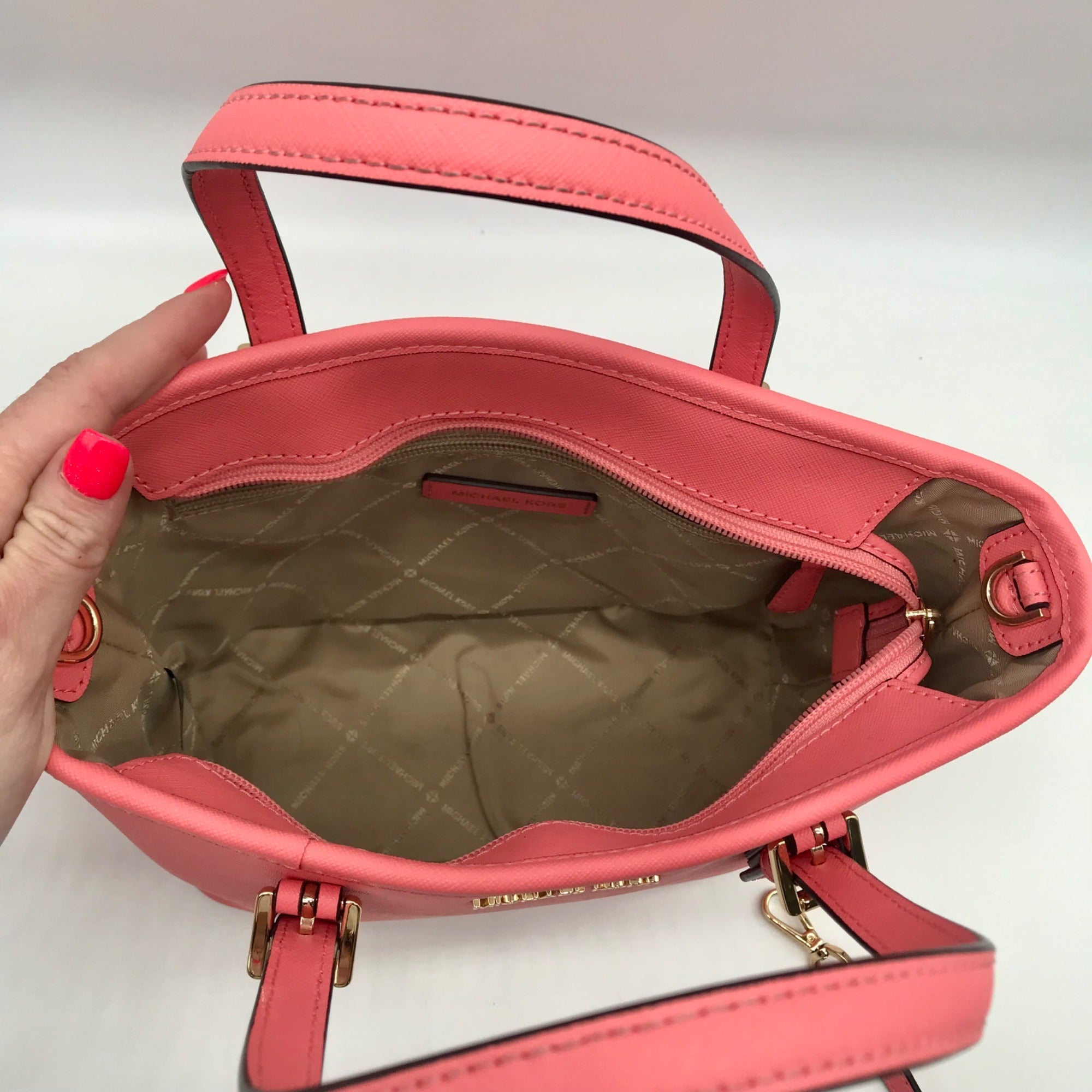 Michael Kors Blush Pink Saffiano Convertible Jet Set Tote