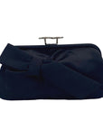 Aqua Black Satin Bow Clutch