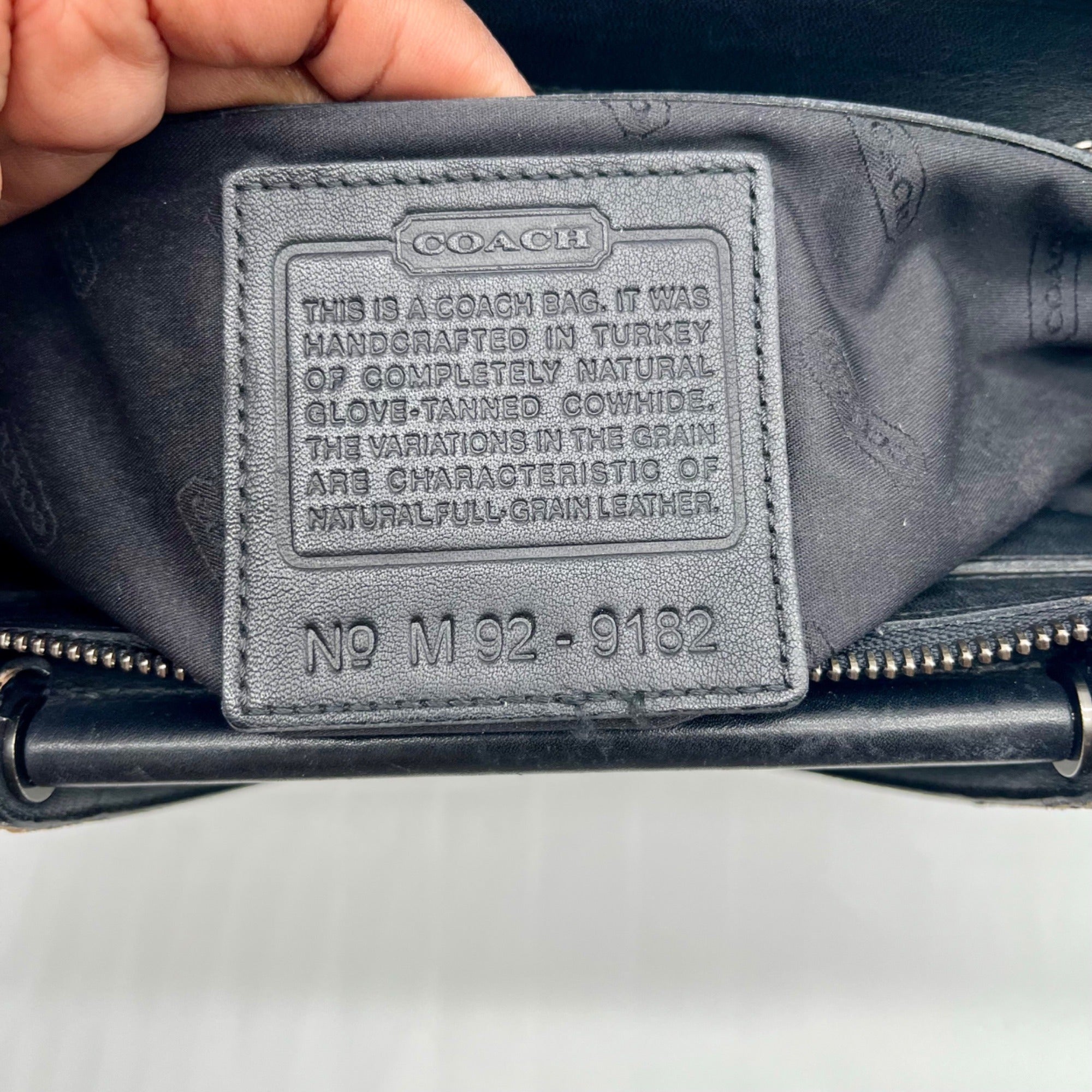 Coach Black Leather Satchel Tote Bag 9182