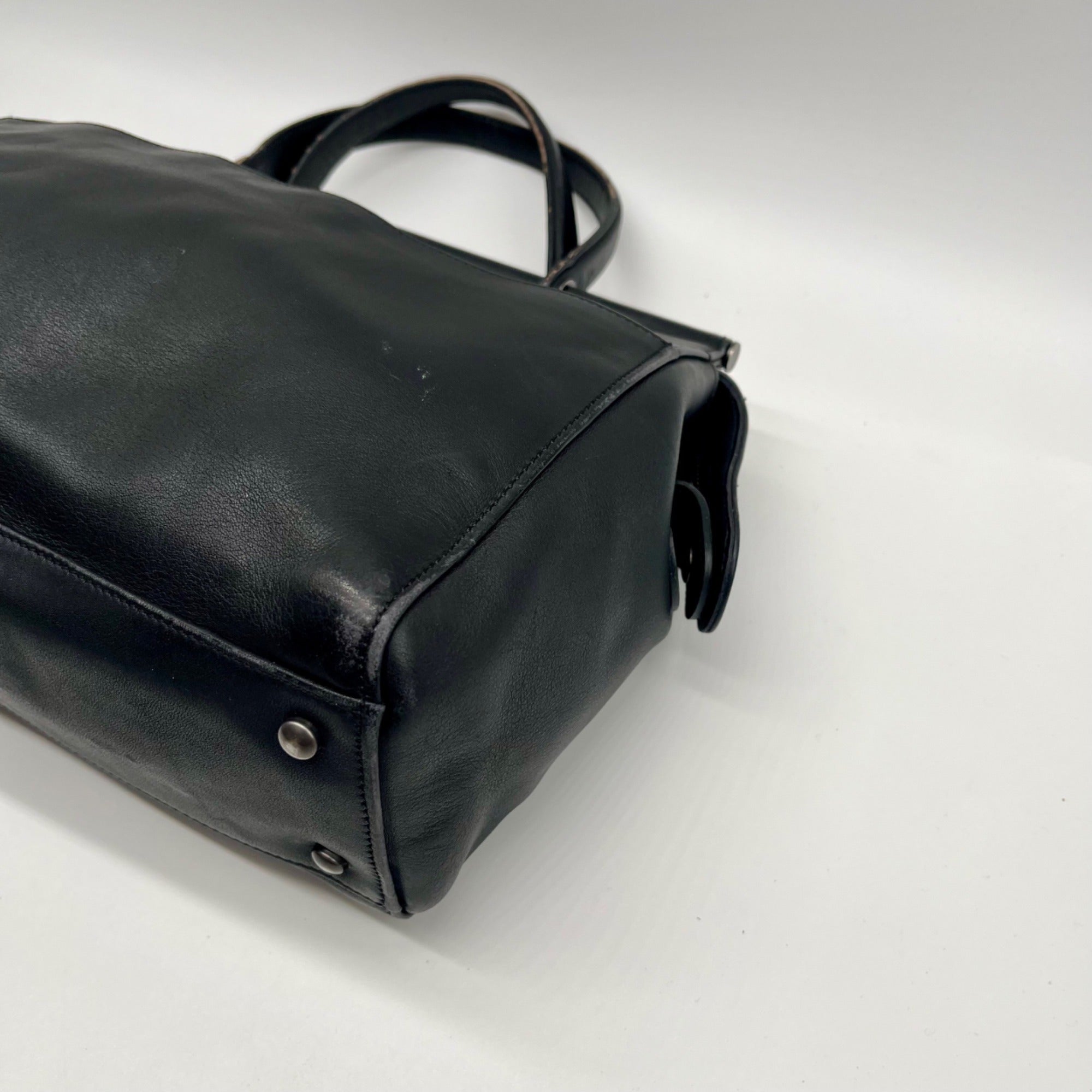 Coach Black Leather Satchel Tote Bag 9182