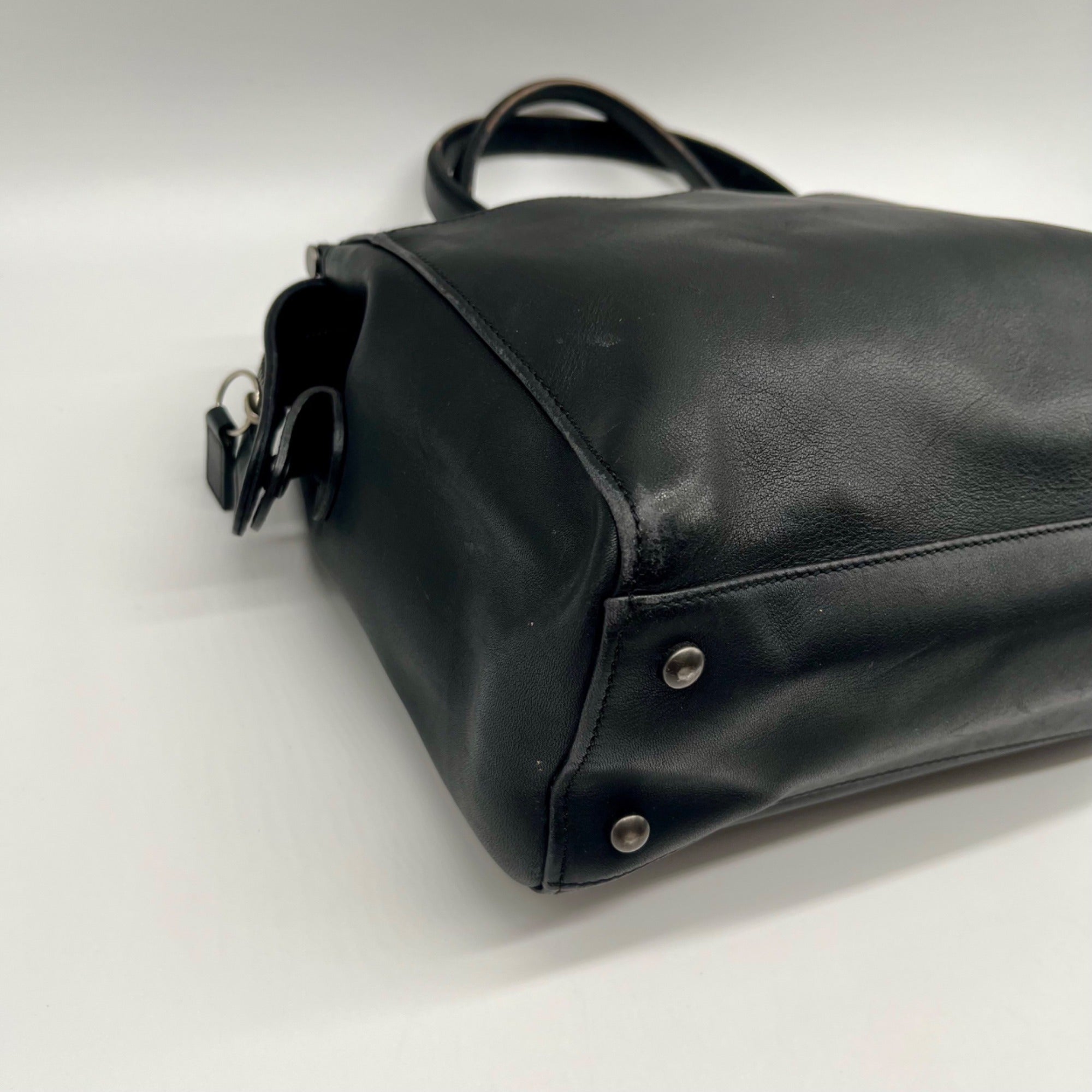 Coach Black Leather Satchel Tote Bag 9182