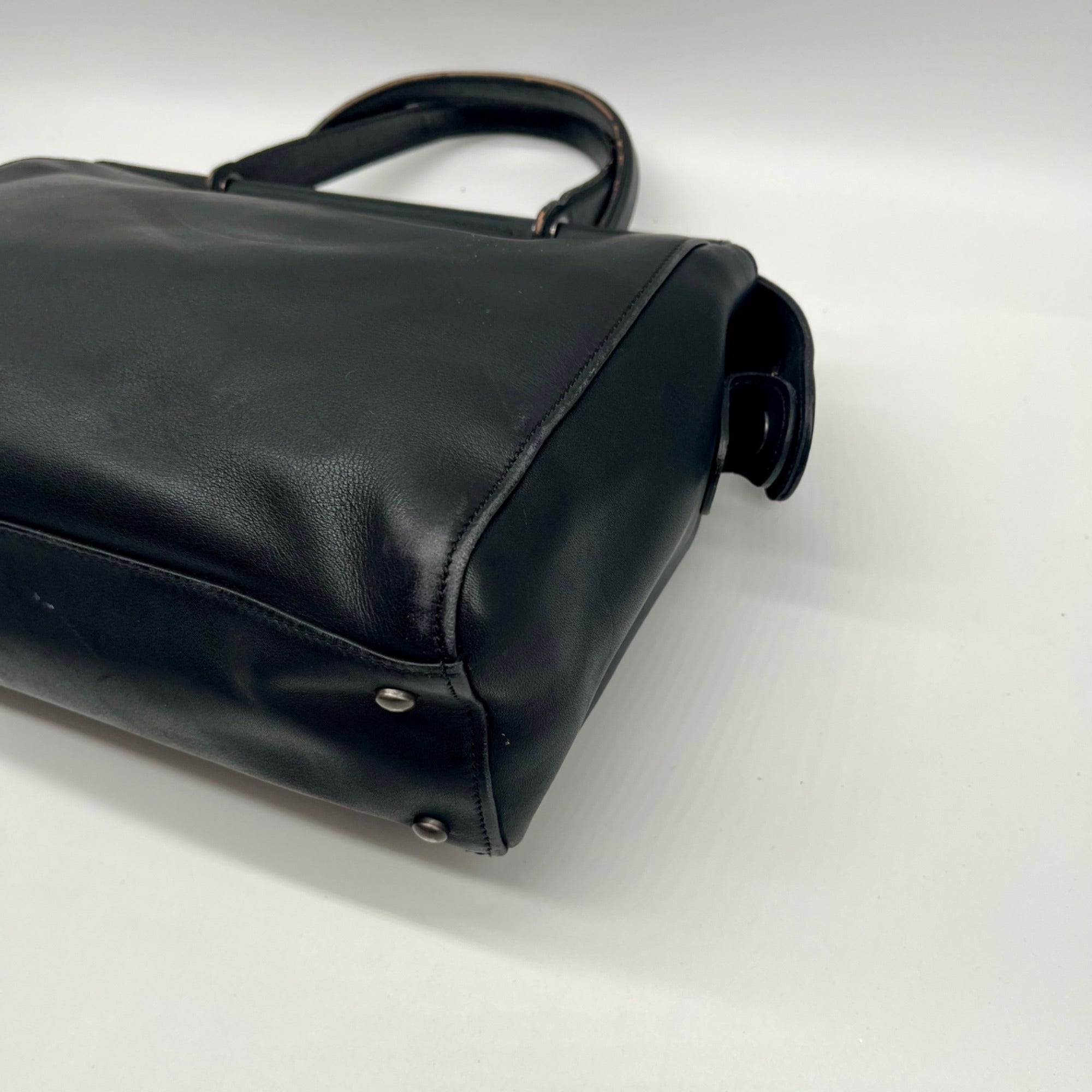 Coach Black Leather Satchel Tote Bag 9182