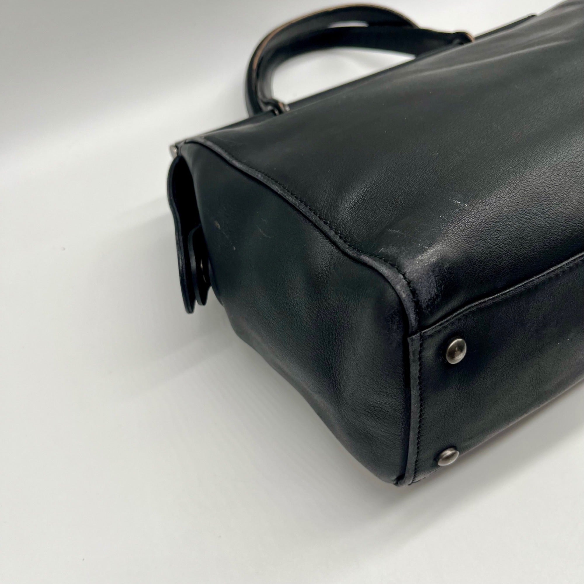 Coach Black Leather Satchel Tote Bag 9182