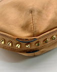 Tory Burch Tan Leather Pyramid Studded Hobo Shoulder Bag