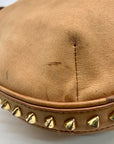 Tory Burch Tan Leather Pyramid Studded Hobo Shoulder Bag