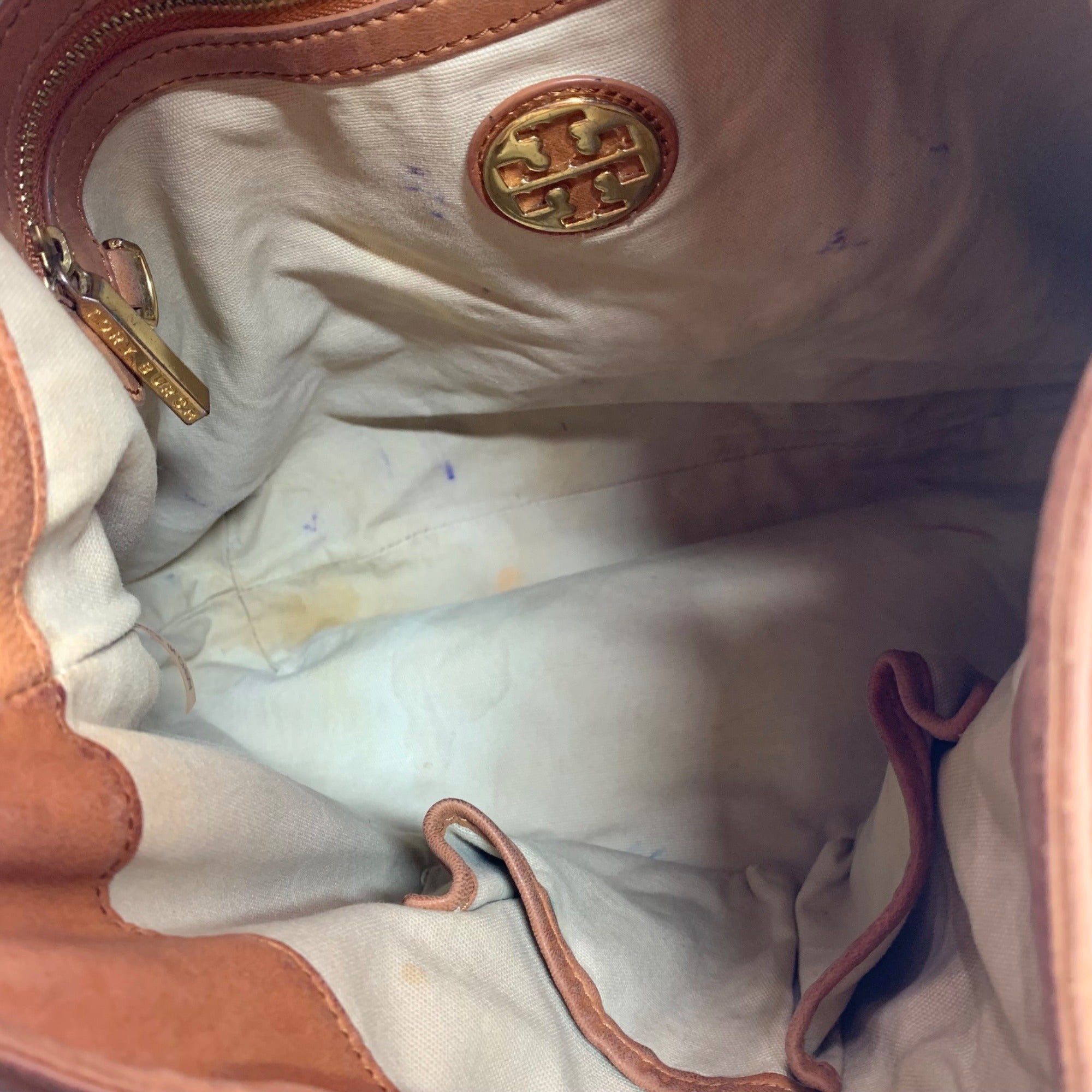 Tory Burch Tan Leather Pyramid Studded Hobo Shoulder Bag