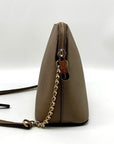 Michael Kors Large Cindy Taupe Saffiano Leather Domed Crossbody