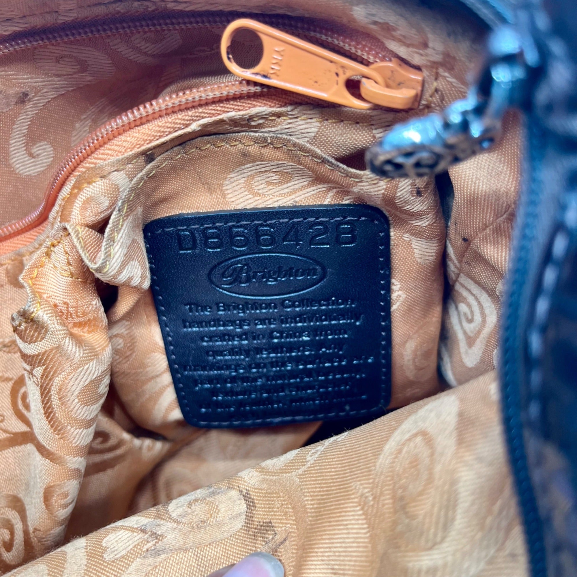 Brighton Brown Croc-Embossed Organizer Shoulder Bag