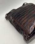 Brighton Brown Croc-Embossed Organizer Shoulder Bag