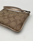 Coach Signature Brown Coated Canvas Zip Wristlet
