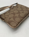 Coach Signature Brown Coated Canvas Zip Wristlet