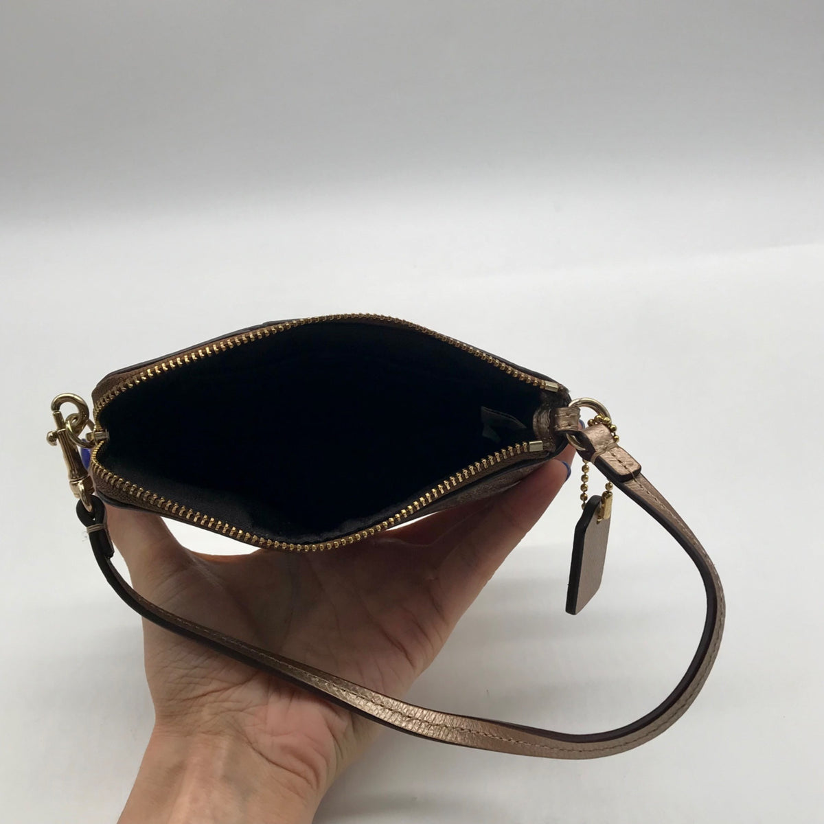 Coach Signature Brown Coated Canvas Zip Wristlet