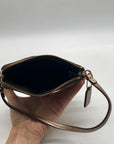 Coach Signature Brown Coated Canvas Zip Wristlet