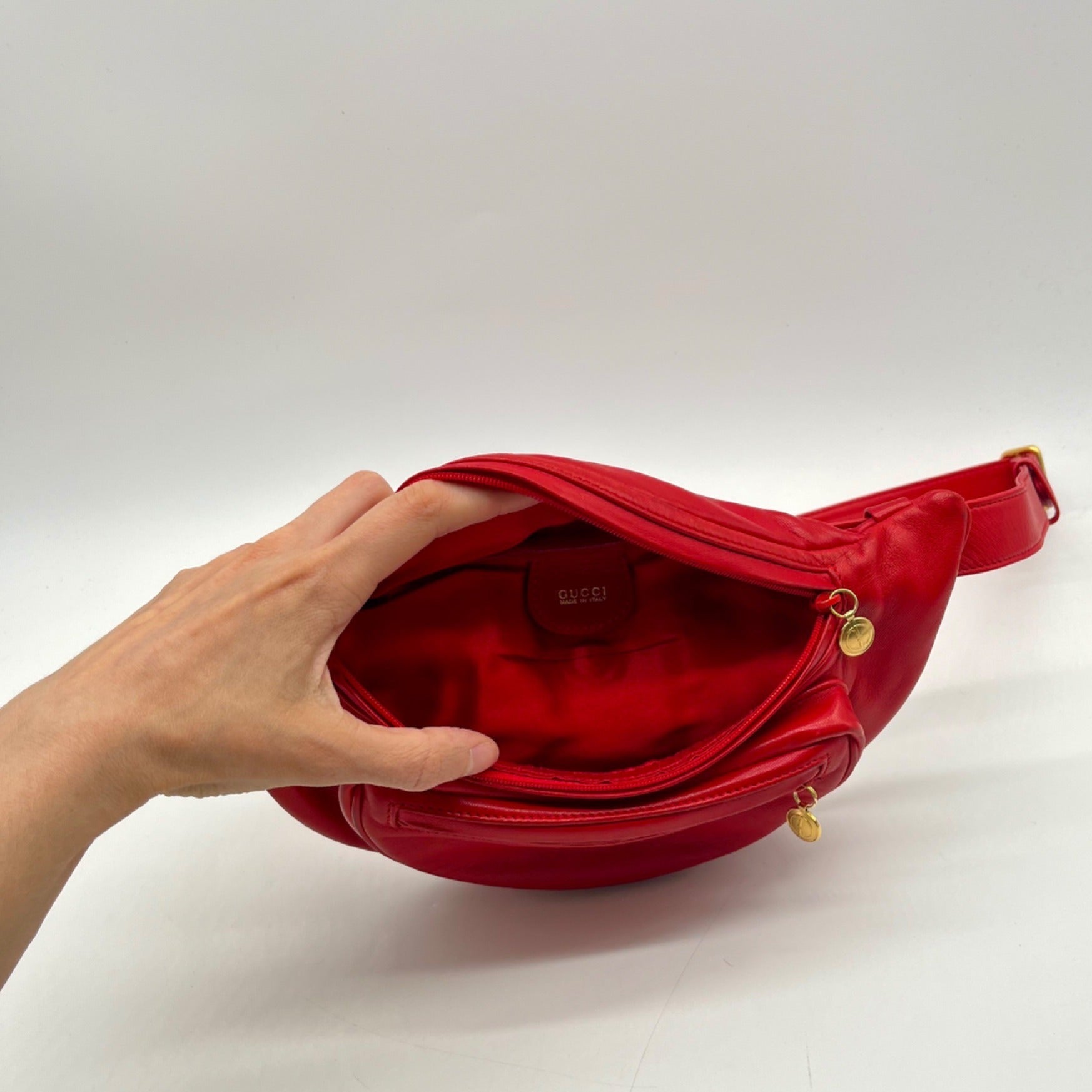 Gucci Red Smooth Leather Belt Bag